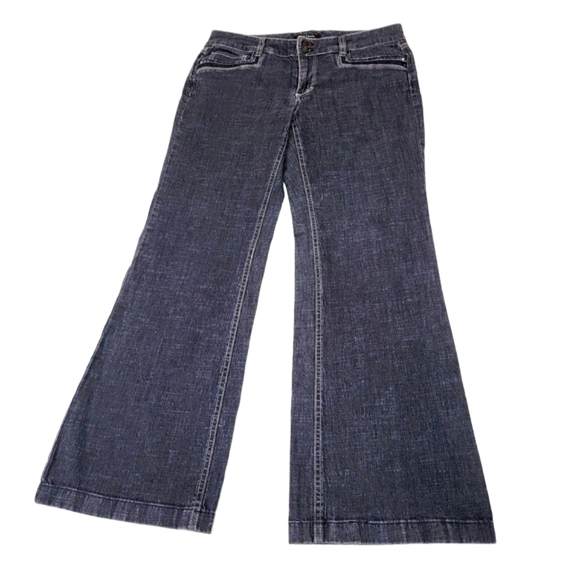WHITE HOUSE|BLACK MARKET ♡ Black Denim Embellished Bling Trouser Leg Jeans 8S - Picture 3 of 16